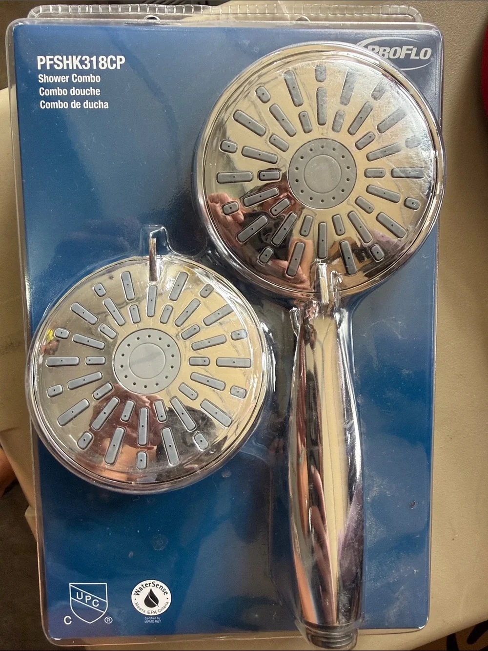 NWT NEVER OPENED Chrome 2-Piece Shower Combo with Handheld proflow chrome